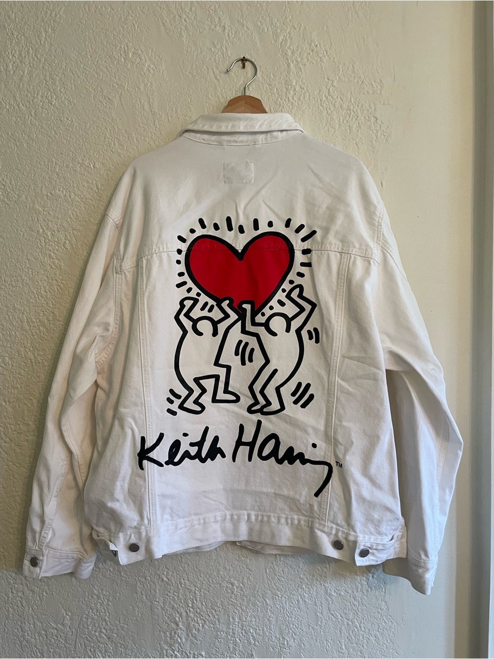 H&M Keith Haring White Denim Jacket L ♥️